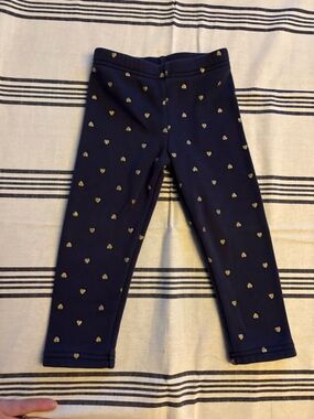 Carter's Navy Leggings with Gold Heart Print